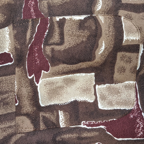 Vintage 70's Sears Men's Store button front brown patterned shirt - Picture 4 of 6